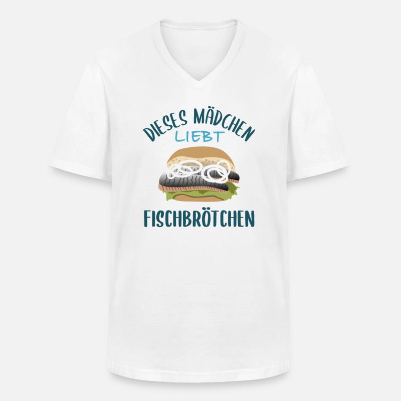 Mädchen & Fischbrötchen - Eine Liebesgeschichte - Männer-T-Shirt mit V-Ausschnitt - Weiß