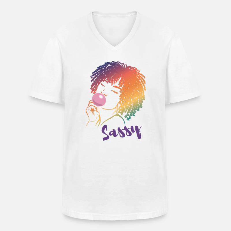 Sassy Chic mit Afro Charme - Männer-T-Shirt mit V-Ausschnitt - Weiß