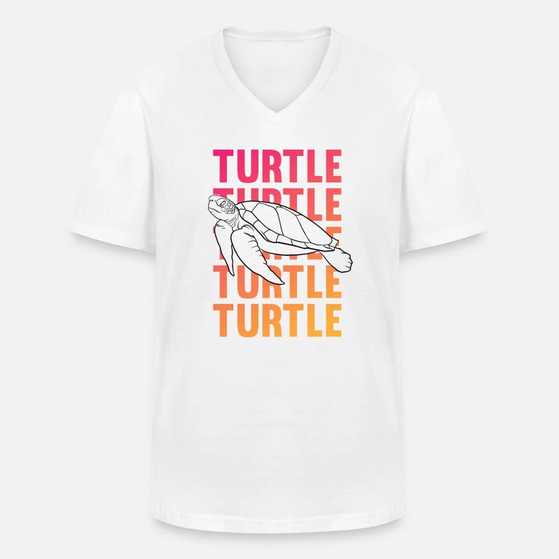 TURTLE Schattenbild Wortkunst Geschenk - Männer-T-Shirt mit V-Ausschnitt - Weiß