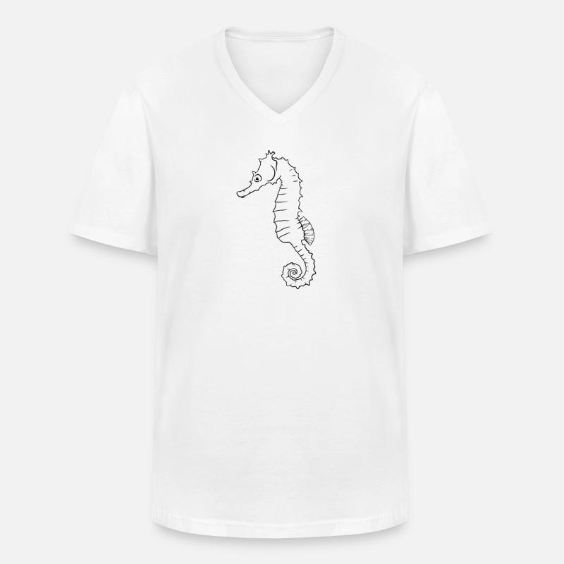 Seepferdchen Silhouette Ozean Aura Geschenk - Männer-T-Shirt mit V-Ausschnitt - Weiß