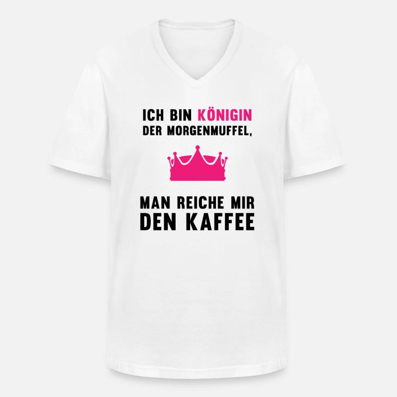 Kaffee-Königin Morgenmuffel Geschenk - Männer-T-Shirt mit V-Ausschnitt - Weiß