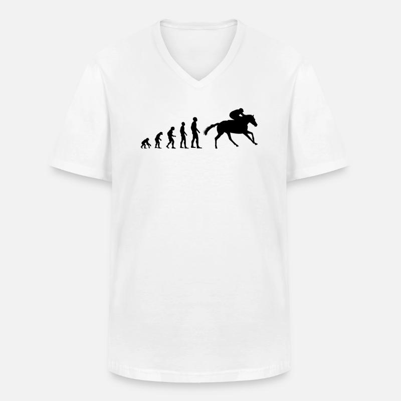 Evolution zum Pferderenner - Männer-T-Shirt mit V-Ausschnitt - Weiß