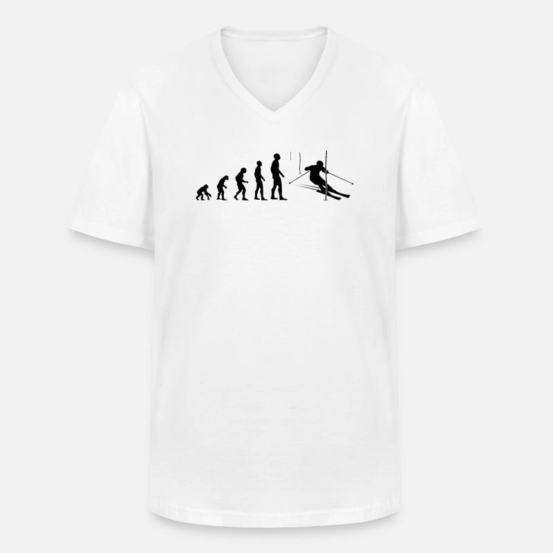 Pisten-Evolution Geschenk - Männer-T-Shirt mit V-Ausschnitt - Weiß