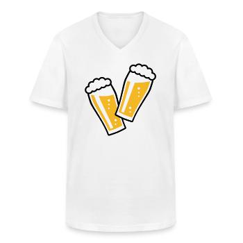 2 Biergläser Stoßen An (Bier / Willibecher / 2C) - Männer-T-Shirt mit V-Ausschnitt - Weiß - Vorne - AI Model Male 185 light (185cm)