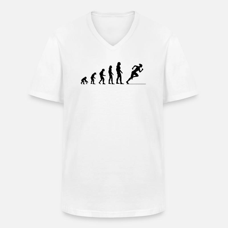Evolutionslauf – Schneller als Gestern - Männer-T-Shirt mit V-Ausschnitt - Weiß