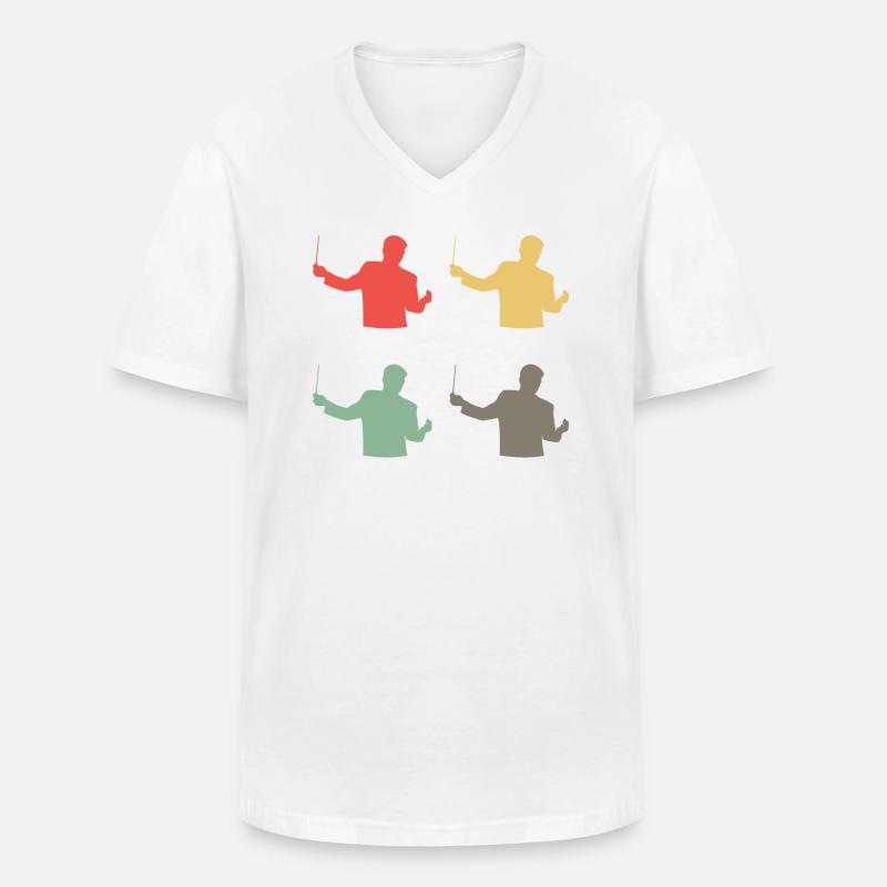 Farbige Dirigenten - Musikalisches Geschenk - Männer-T-Shirt mit V-Ausschnitt - Weiß