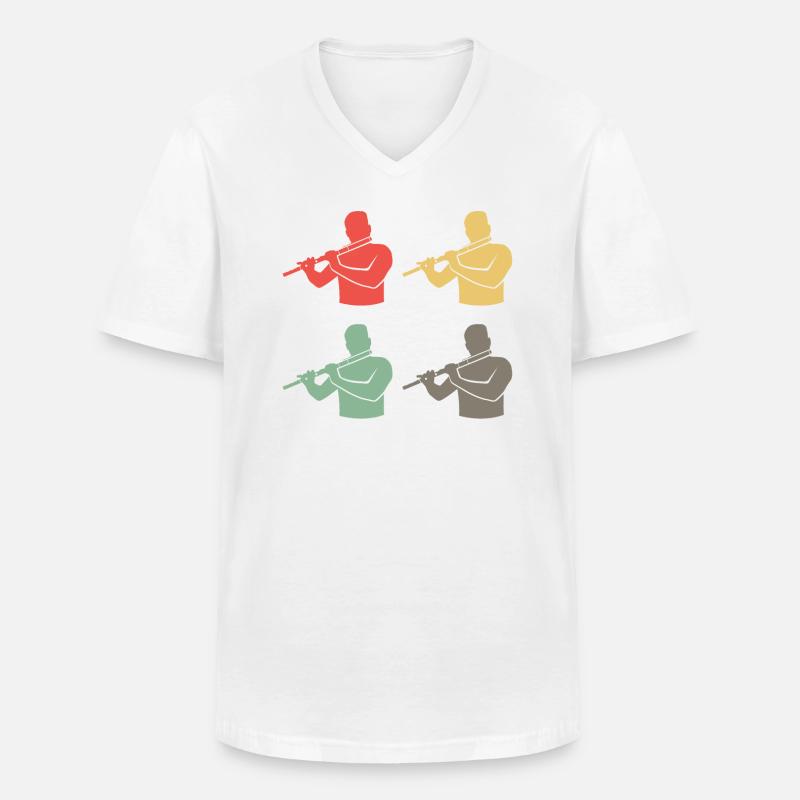 Querflöten Ensemble Bunte Harmonie - Männer-T-Shirt mit V-Ausschnitt - Weiß