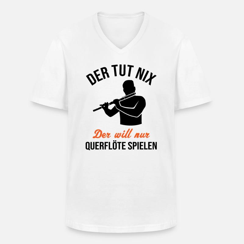 Harmloser Querflötenspieler Witz - Männer-T-Shirt mit V-Ausschnitt - Weiß