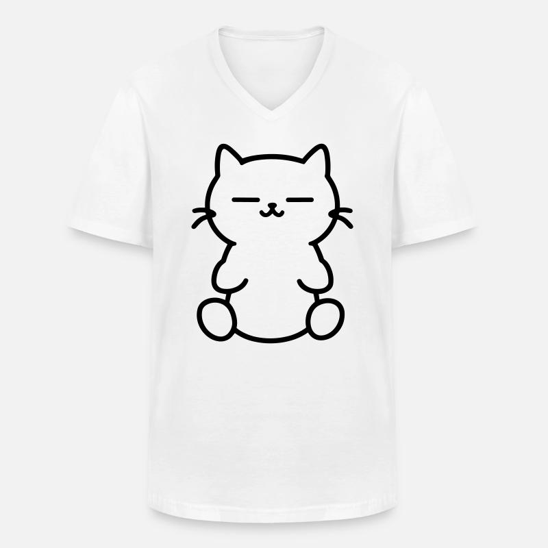 Kätzchen - Männer-T-Shirt mit V-Ausschnitt - Weiß