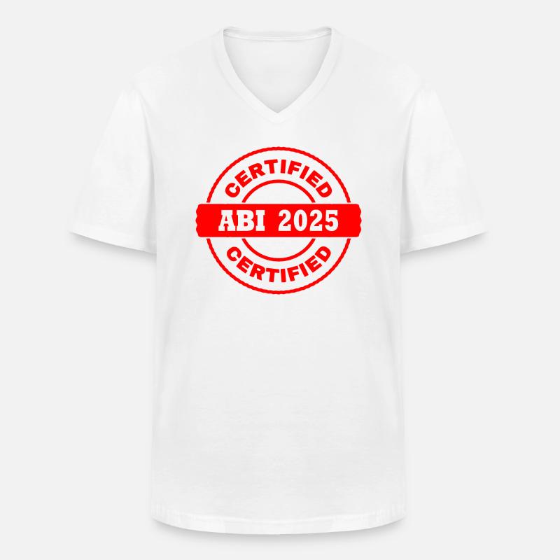Abi 2025 - Männer-T-Shirt mit V-Ausschnitt - Weiß