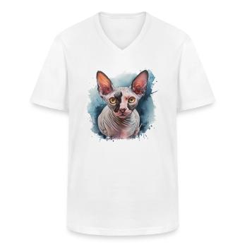 Sphynx Katze für Katzenliebhaber - Männer-T-Shirt mit V-Ausschnitt - Weiß - Vorne - AI Model Male 185 light (185cm)