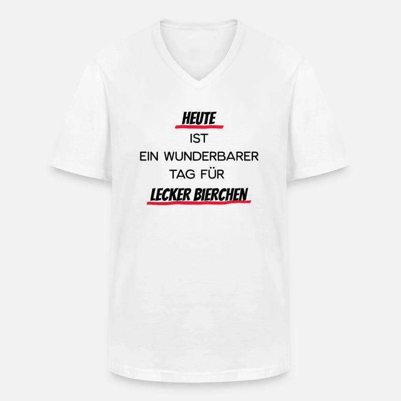 Heute lecker Bierchen - Männer-T-Shirt mit V-Ausschnitt - Weiß
