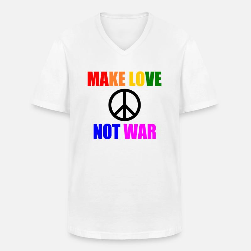 Make love not war - Männer-T-Shirt mit V-Ausschnitt - Weiß