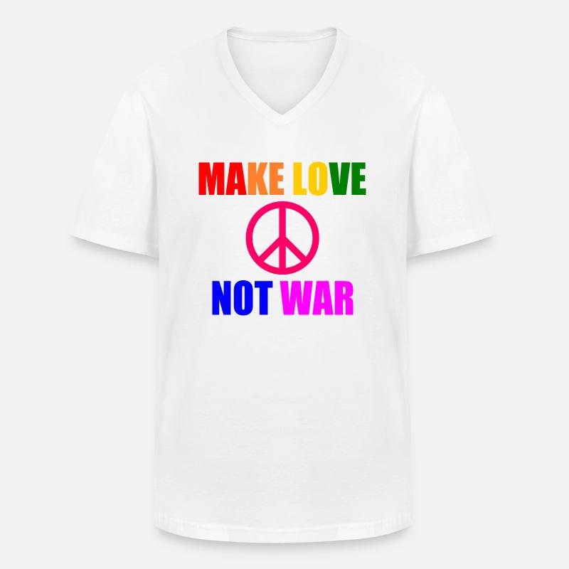 Make love not war - Männer-T-Shirt mit V-Ausschnitt - Weiß