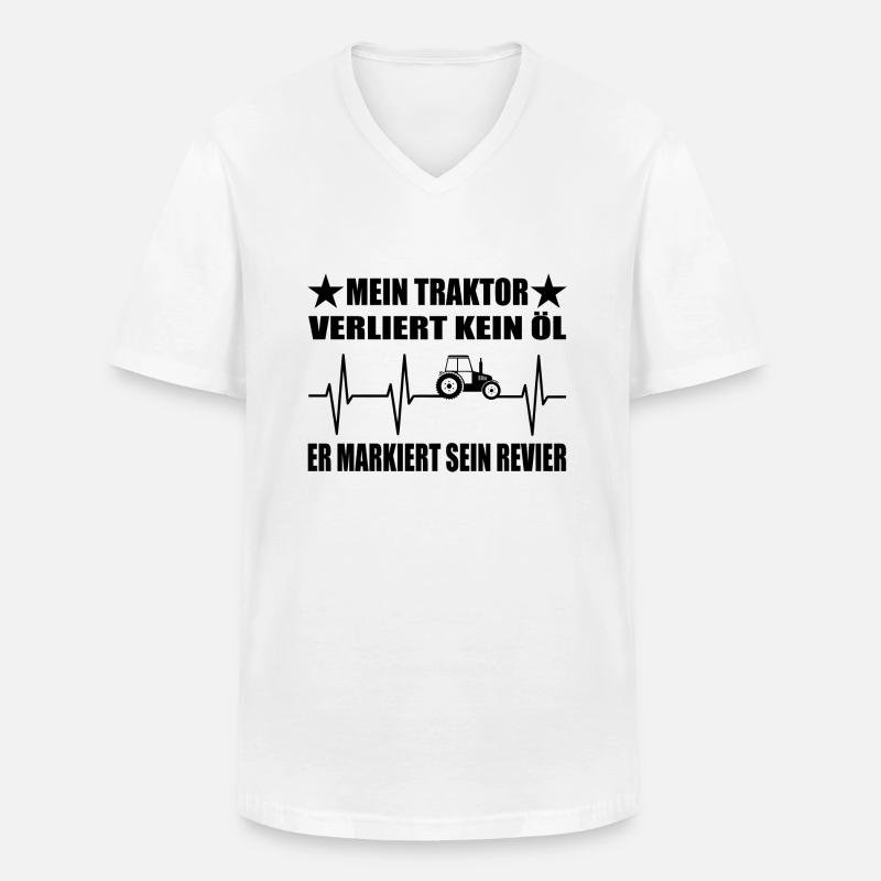 Traktor - Männer-T-Shirt mit V-Ausschnitt - Weiß
