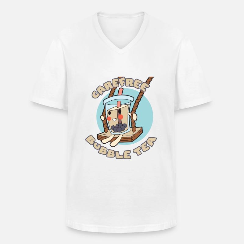 Sorgloser Bubble Tea - Männer-T-Shirt mit V-Ausschnitt - Weiß