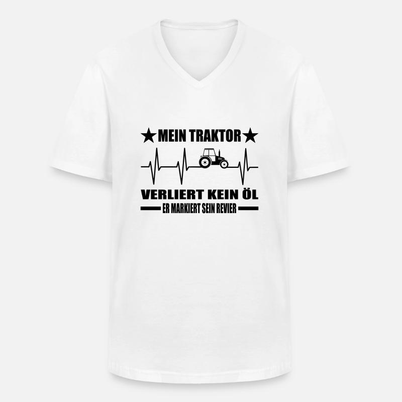 Traktor - Männer-T-Shirt mit V-Ausschnitt - Weiß