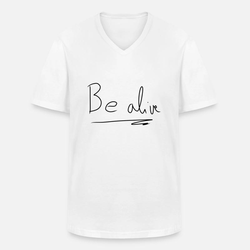Sei lebendig text - Männer-T-Shirt mit V-Ausschnitt - Weiß