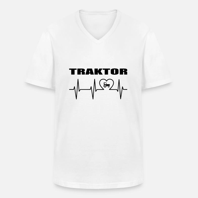 Traktor - Männer-T-Shirt mit V-Ausschnitt - Weiß