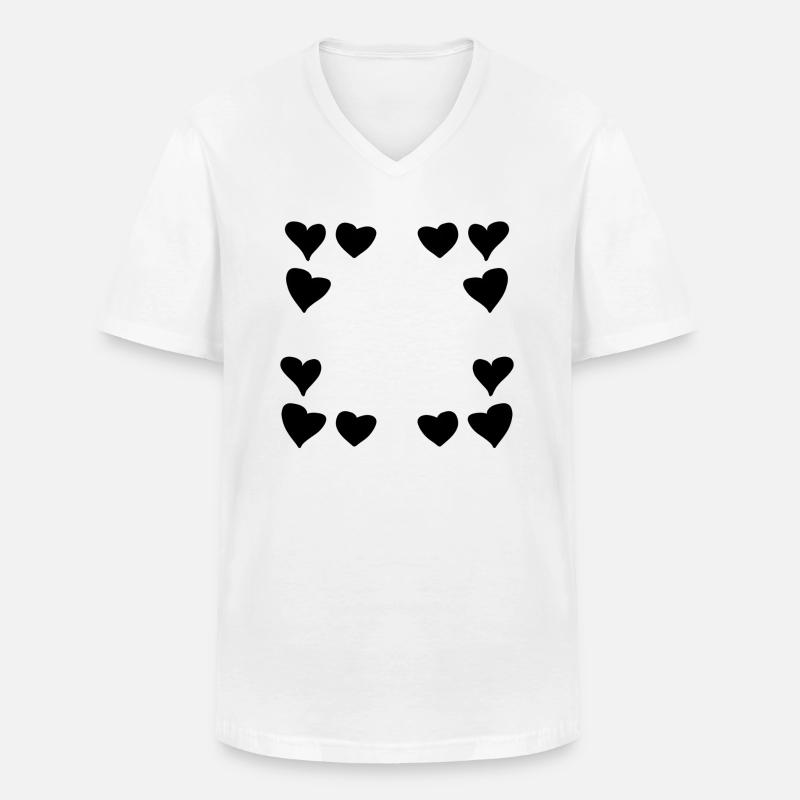 Hearts Pattern Frame Square Heart - Men's V-Neck T-Shirt - white