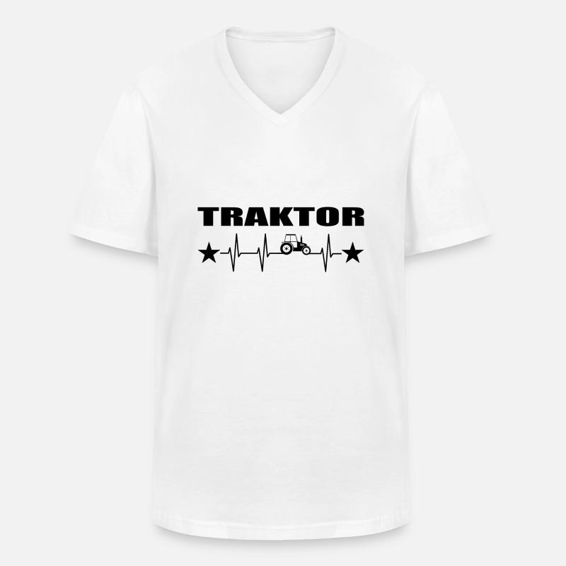 Traktor - Männer-T-Shirt mit V-Ausschnitt - Weiß