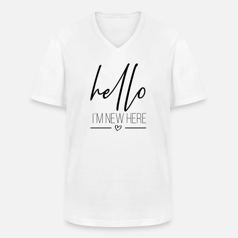 Hello im new here - Männer-T-Shirt mit V-Ausschnitt - Weiß