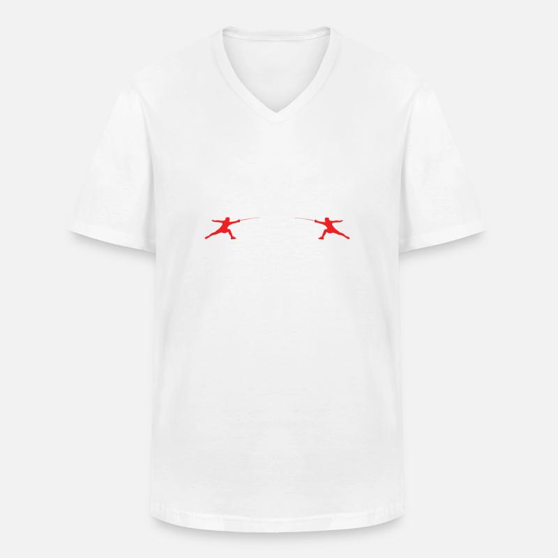 Fechten - Männer-T-Shirt mit V-Ausschnitt - Weiß
