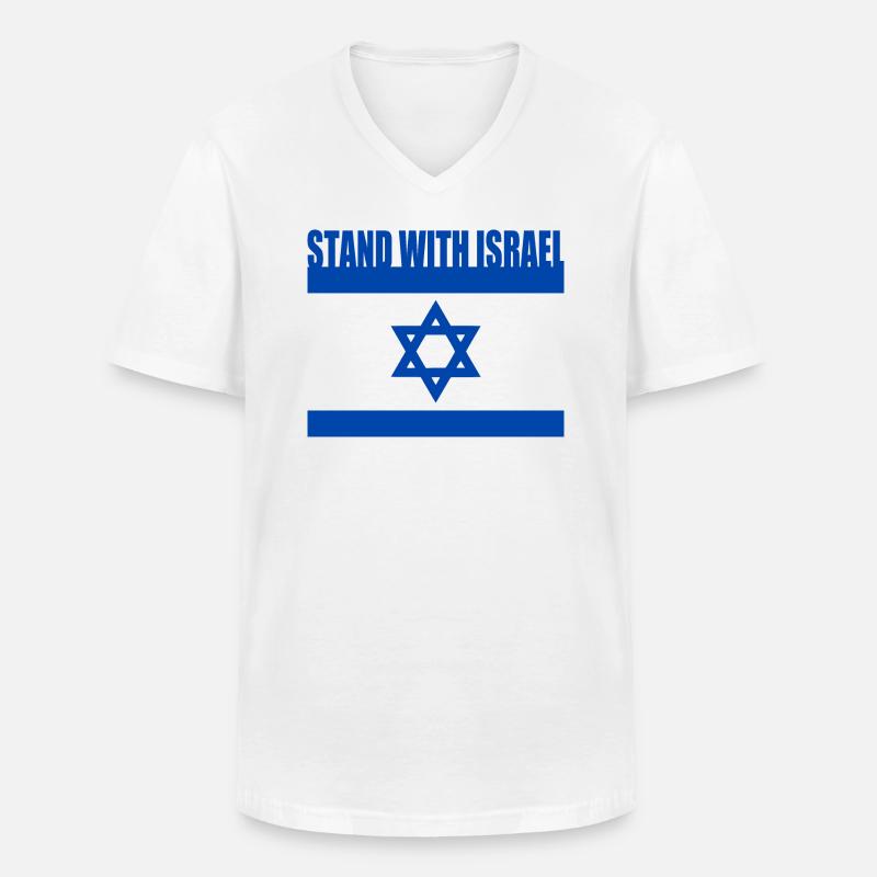 Stand with israel - Männer-T-Shirt mit V-Ausschnitt - Weiß