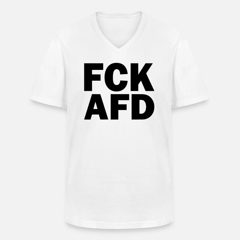 Fck afd - Männer-T-Shirt mit V-Ausschnitt - Weiß