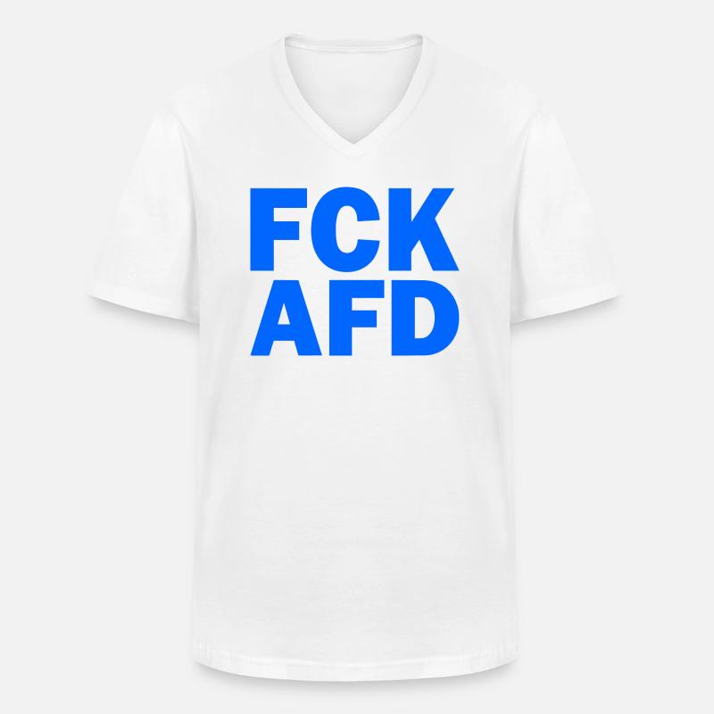 Fck afd - Männer-T-Shirt mit V-Ausschnitt - Weiß