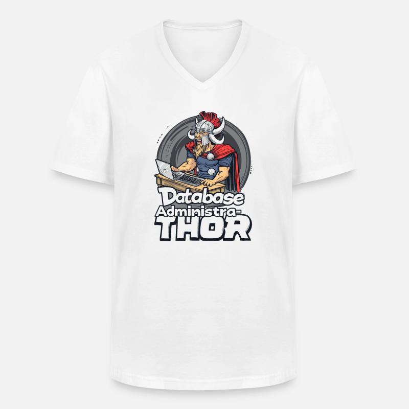 Viking Databaseadministra-thor Nerdy - Männer-T-Shirt mit V-Ausschnitt - Weiß