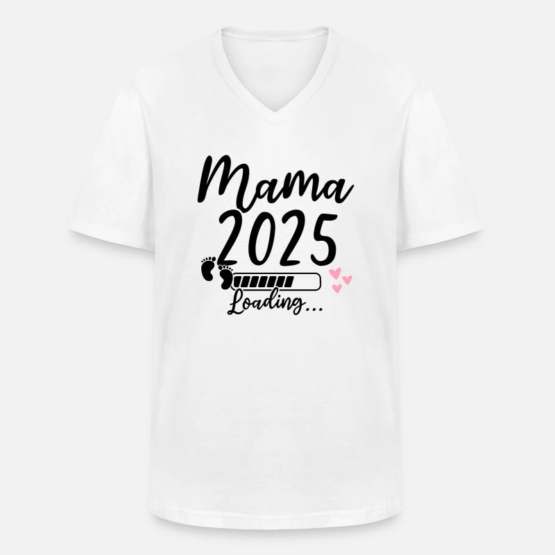 Mama 2025 Loading - Männer-T-Shirt mit V-Ausschnitt - Weiß