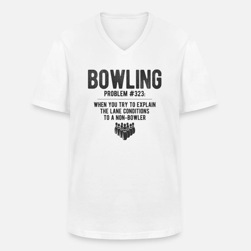 Bowling - Männer-T-Shirt mit V-Ausschnitt - Weiß