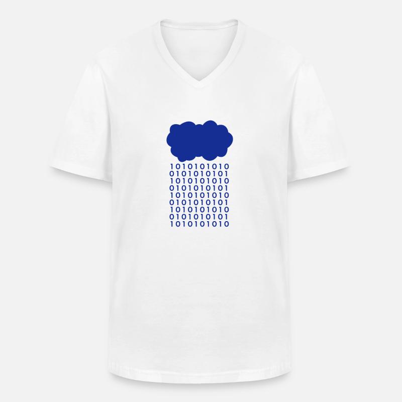 Bit Regen Wolke Informatiker - Männer-T-Shirt mit V-Ausschnitt - Weiß