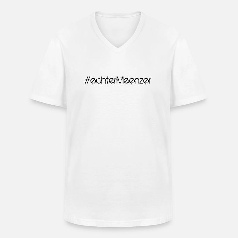 Echter Meenzer - Männer-T-Shirt mit V-Ausschnitt - Weiß