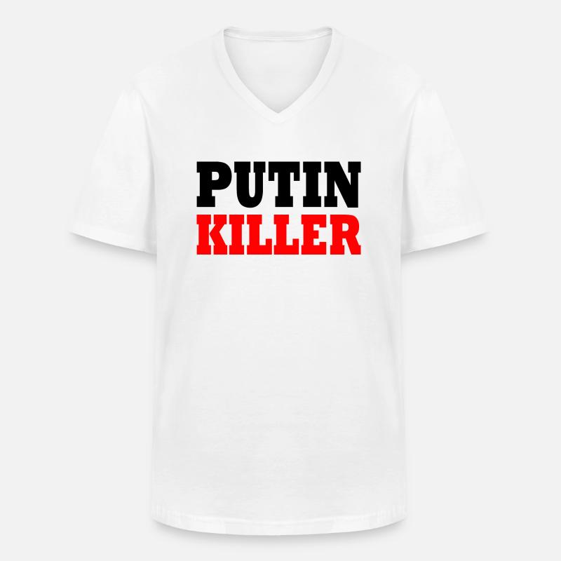 Putin killer - Männer-T-Shirt mit V-Ausschnitt - Weiß