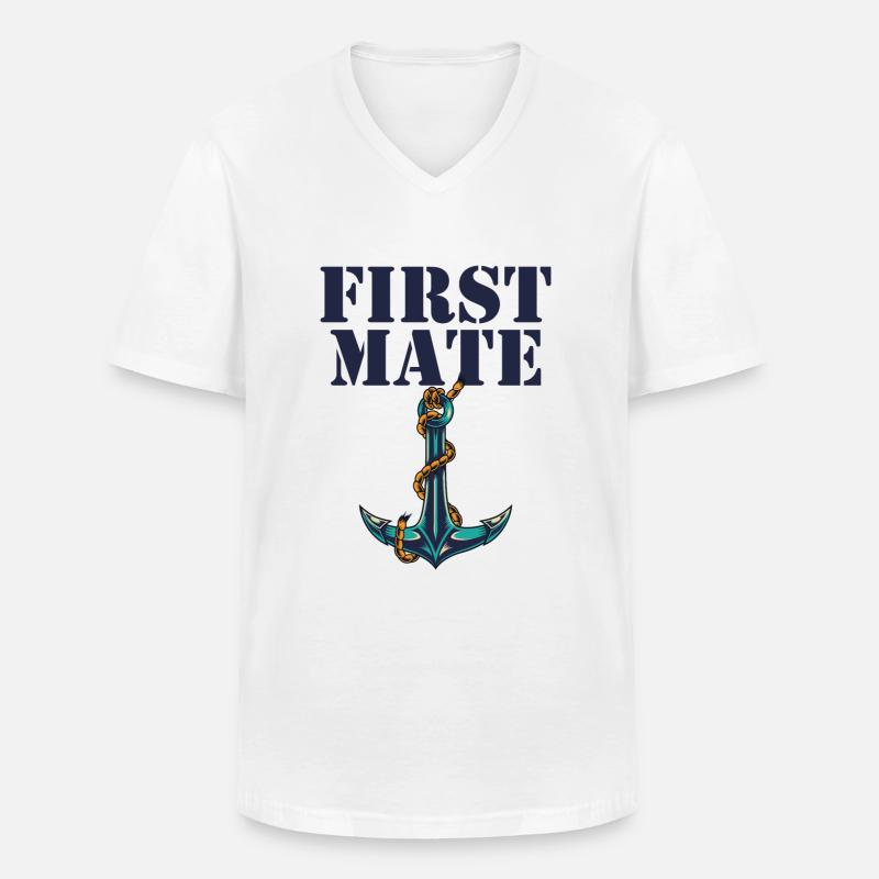 First Mate Daddy Matching - Männer-T-Shirt mit V-Ausschnitt - Weiß