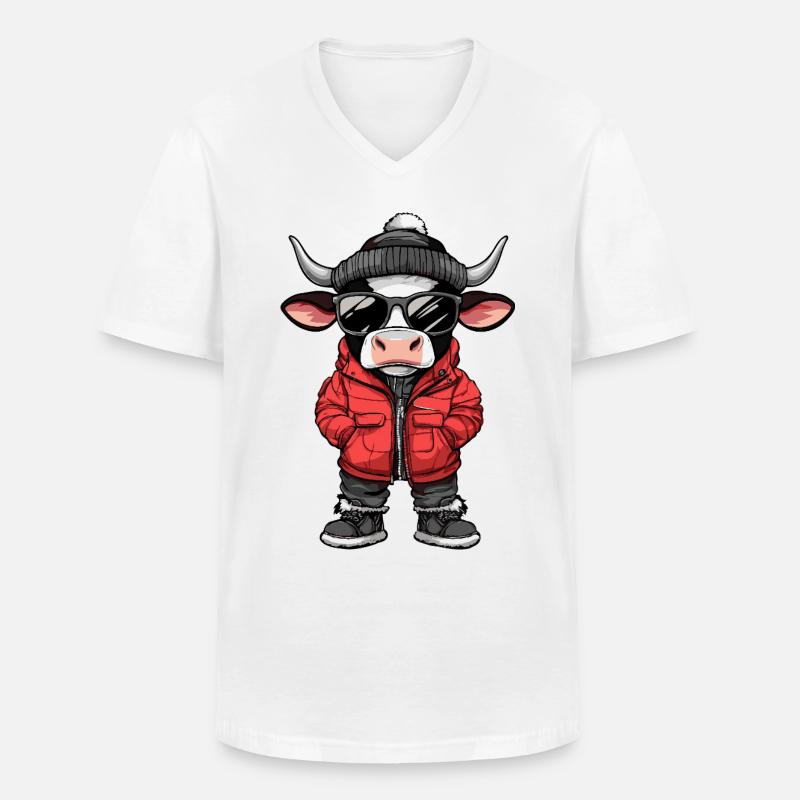 Kuh Cool Comic - Männer-T-Shirt mit V-Ausschnitt - Weiß