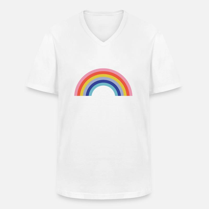 Regenbogen - Männer-T-Shirt mit V-Ausschnitt - Weiß