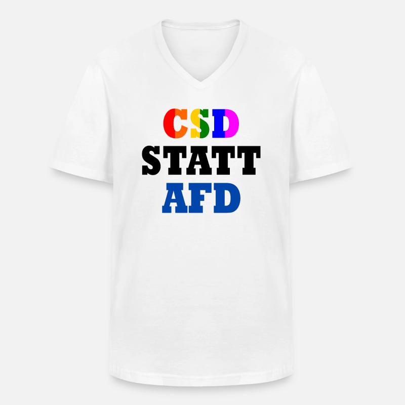 Csd statt afd - Männer-T-Shirt mit V-Ausschnitt - Weiß