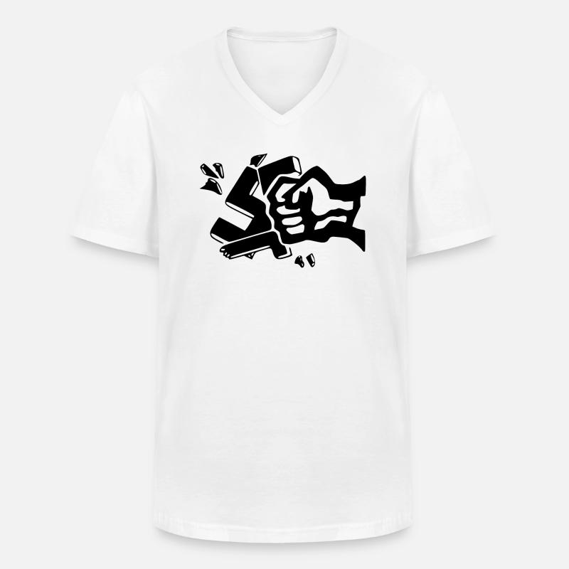 Gegen nazis faust - Männer-T-Shirt mit V-Ausschnitt - Weiß