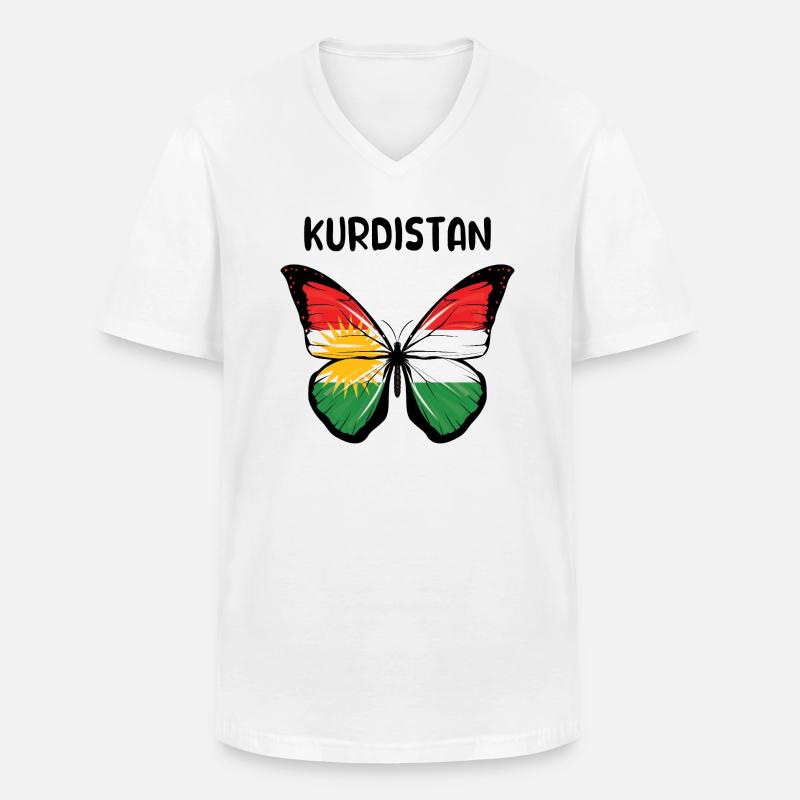 Drapeau du Kurdistan Bakur Bashur Rojava Rojhlt Newroz - T-shirt col V Homme - blanc