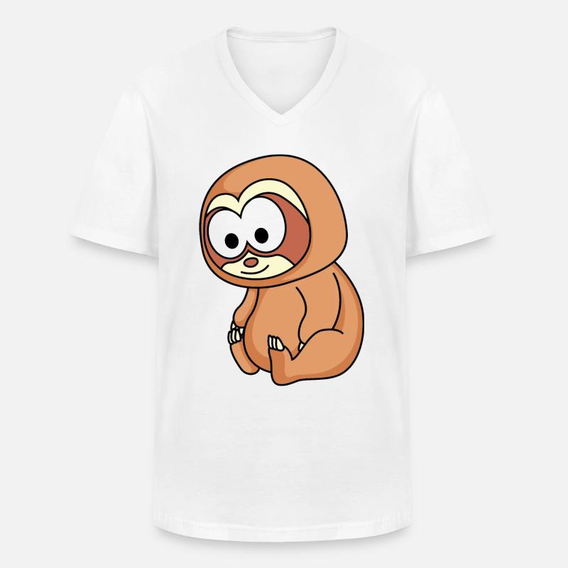 Faultier Comic Tier - Männer-T-Shirt mit V-Ausschnitt - Weiß