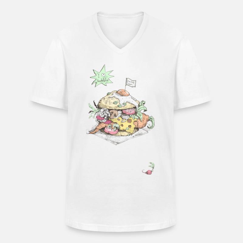 Hamburger Vegetarisch - Männer-T-Shirt mit V-Ausschnitt - Weiß