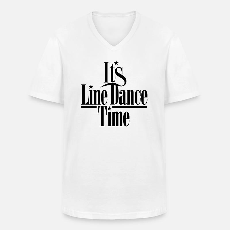 IT'S LINE DANCE TIME, LINEDANCE - Männer-T-Shirt mit V-Ausschnitt - Weiß