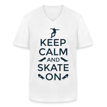 Skater Keep Calm And Skate on Skateboardfahrer - Männer-T-Shirt mit V-Ausschnitt - Weiß - Vorne - AI Model Male 185 light (185cm)