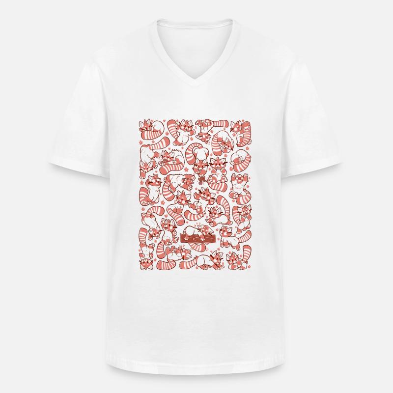 Red Panda Spread All over Pattern - Men's V-Neck T-Shirt - white