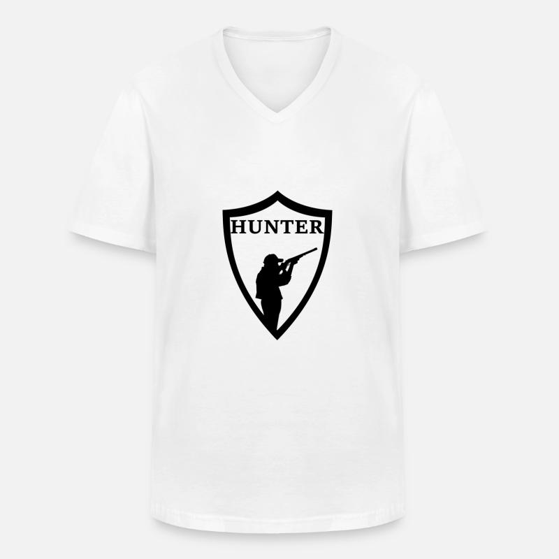 Hunter Abzeichen Jäger Jagd - Männer-T-Shirt mit V-Ausschnitt - Weiß
