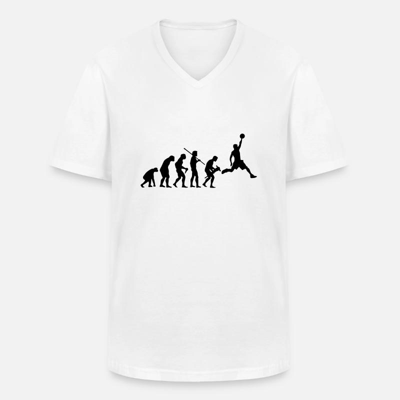 BASKETBALL EVOLUTION - Männer-T-Shirt mit V-Ausschnitt - Weiß