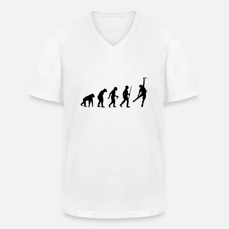 KLETTERN EVOLUTIONSTHEORIE SHIRT - Männer-T-Shirt mit V-Ausschnitt - Weiß